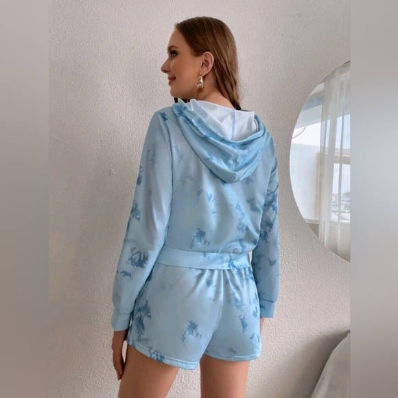2pc tie dye hoodie & shorts set size 10 - Picture 2 of 8